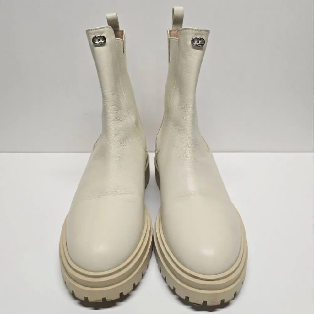 Dee Ocleppo Snowy Day Ivory Cream Leather Chelsea Boots Women's 9 ITALY
